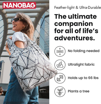 Nanobag Ultra-Lightweight Foldable Tote for Women & Men, Reusable Grocery & Travel Bag, Packable Collapsible Compact Market Essential (Standard Gove)