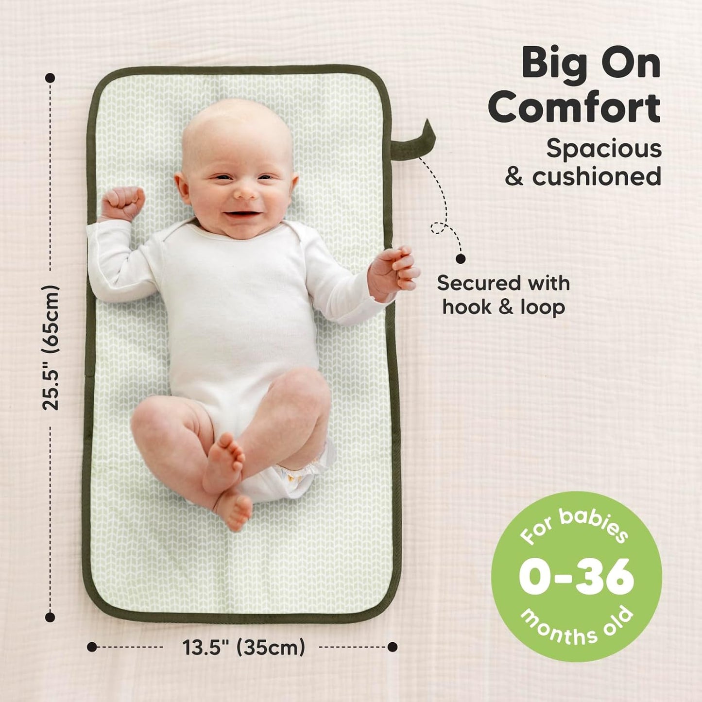 KeaBabies Portable Diaper Changing Pad, Easy Wipe Clean - Foldable Waterproof Baby Changing Mat for Diaper Bag, Compact, Lightweight, 25x13 Baby Changer Travel Essential, Machine Washable (Dark Olive)