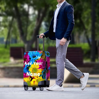 Customized Luggage Cover for Suitcase Personalized Name Suitcase Cover Fit 22-25 Inch Flower Luggage Covers Zip Closure Suitcase Cover Protector for Travel Business Anti-Scratch Baggage Cover