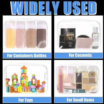 12 Pieces Clear Cosmetic Bag, PVC Waterproof Makeup Bags with Zipper, TSA Approved Toiletry Bag for Travel, Transparent Pouches Organizer Storage for Men and Women (White, Small)