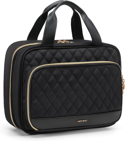 Travel Toiletry Bag Hanging Toiletry Bag for Women Water-resistant Cosmetic Makeup Bag for Full Sized Travel Essentials Must Have (Black)