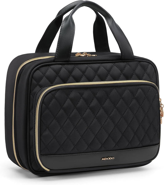 Travel Toiletry Bag Hanging Toiletry Bag for Women Water-resistant Cosmetic Makeup Bag for Full Sized Travel Essentials Must Have (Black)