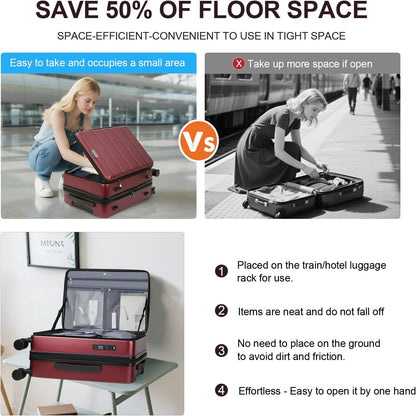 KROSER Carry On Luggage with Spinner Wheels & Built-in TSA Lock, Expandable Top Loading Hard Shell Suitcase Large Capacity Durable Rolling Luggage with USB Port, Carry-On 20-Inch, Burgundy