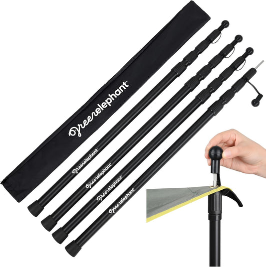Green Elephant Camping Tarp Poles - Adjustable Aluminum Telescoping Tent Poles for Tarps, Canopy & Awning - Heavy Duty Collapsible Pole Set of 4 - Extends 8ft, Shrinks to 2ft - Caravan & Beach Shade