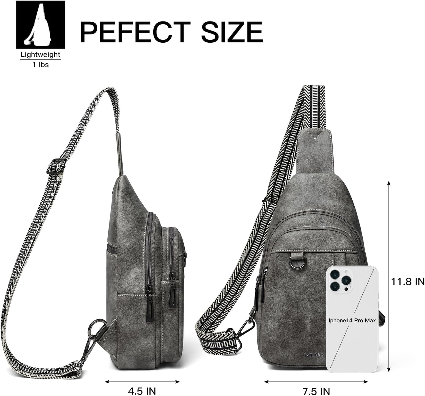 7L Sling Bag for Women Men Leather Small Sling Backpack Daypack Anti Theft Fanny Pack Crossbody Purse Travel