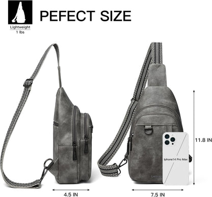 7L Sling Bag for Women Men Leather Small Sling Backpack Daypack Anti Theft Fanny Pack Crossbody Purse Travel