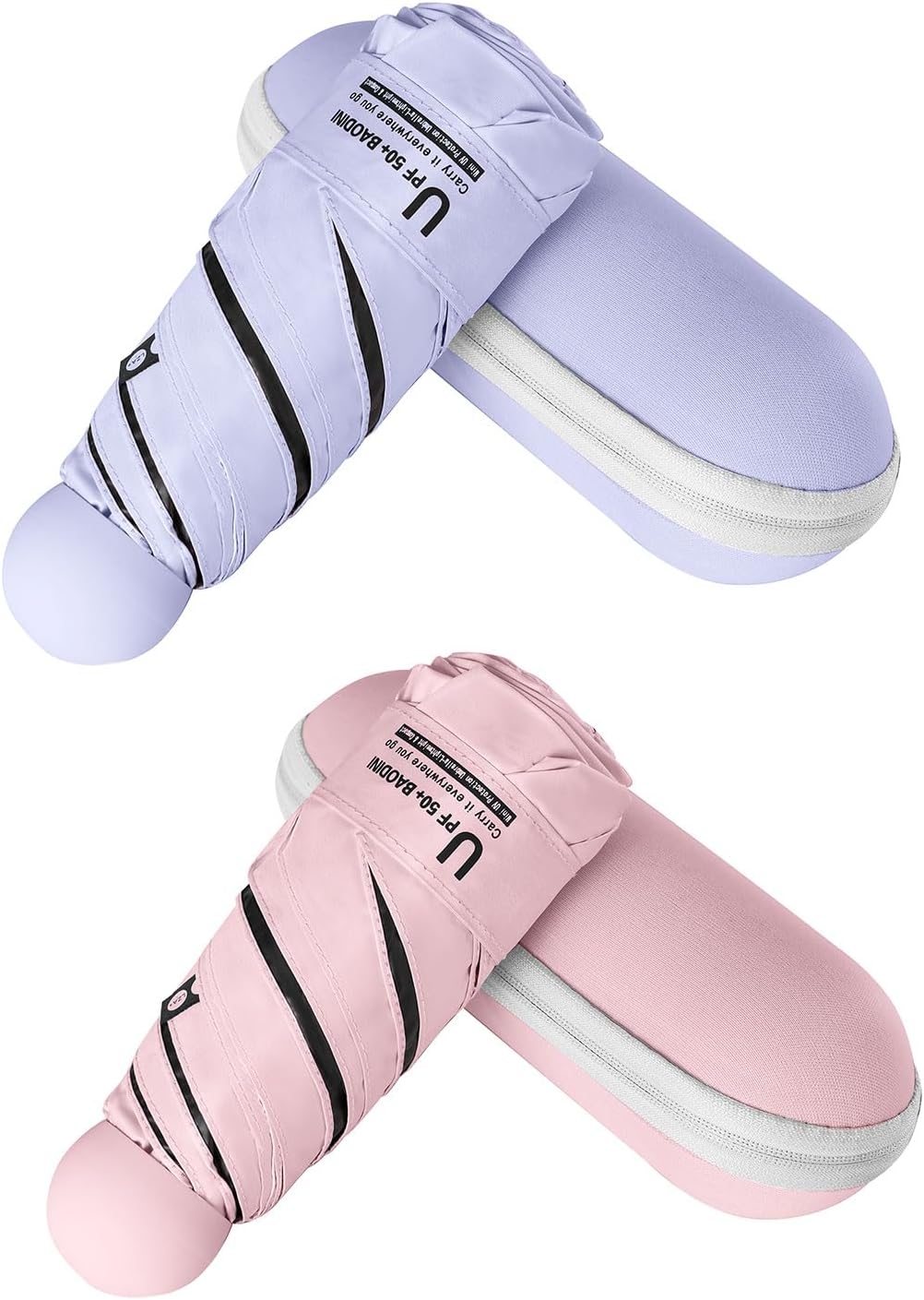 BAODINI Travel Mini Umbrella for Purse With Case Small Compact UV Sun Protection Sun Lightweight Tiny Pocket Umbrella for Women Kids and Men