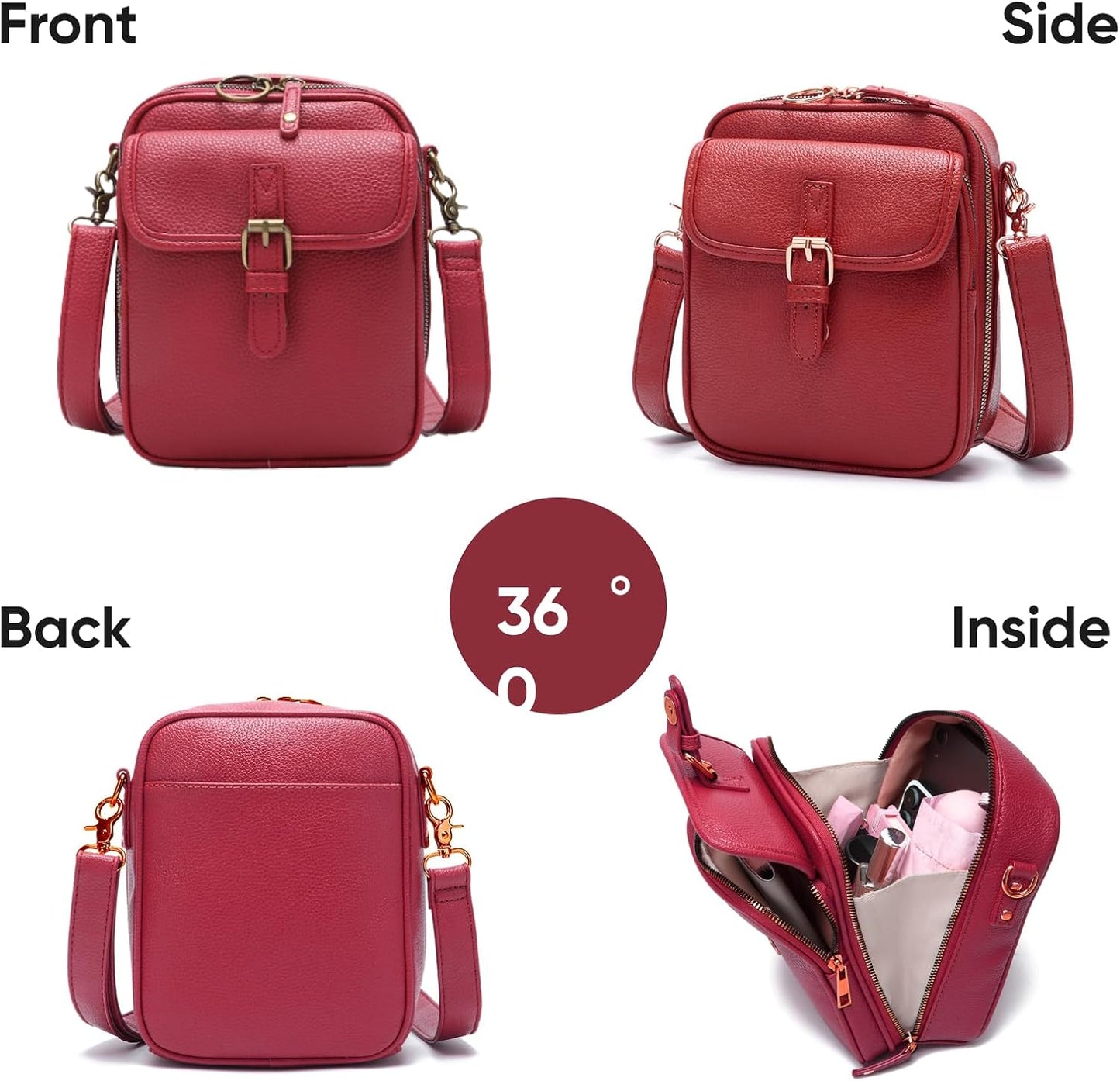 1060 Leather Crossbody Bags for Women Anti-Theft Vegan Purse with Card Slots, Travel Shoulder Bag, Waterproof Crossbody Purse