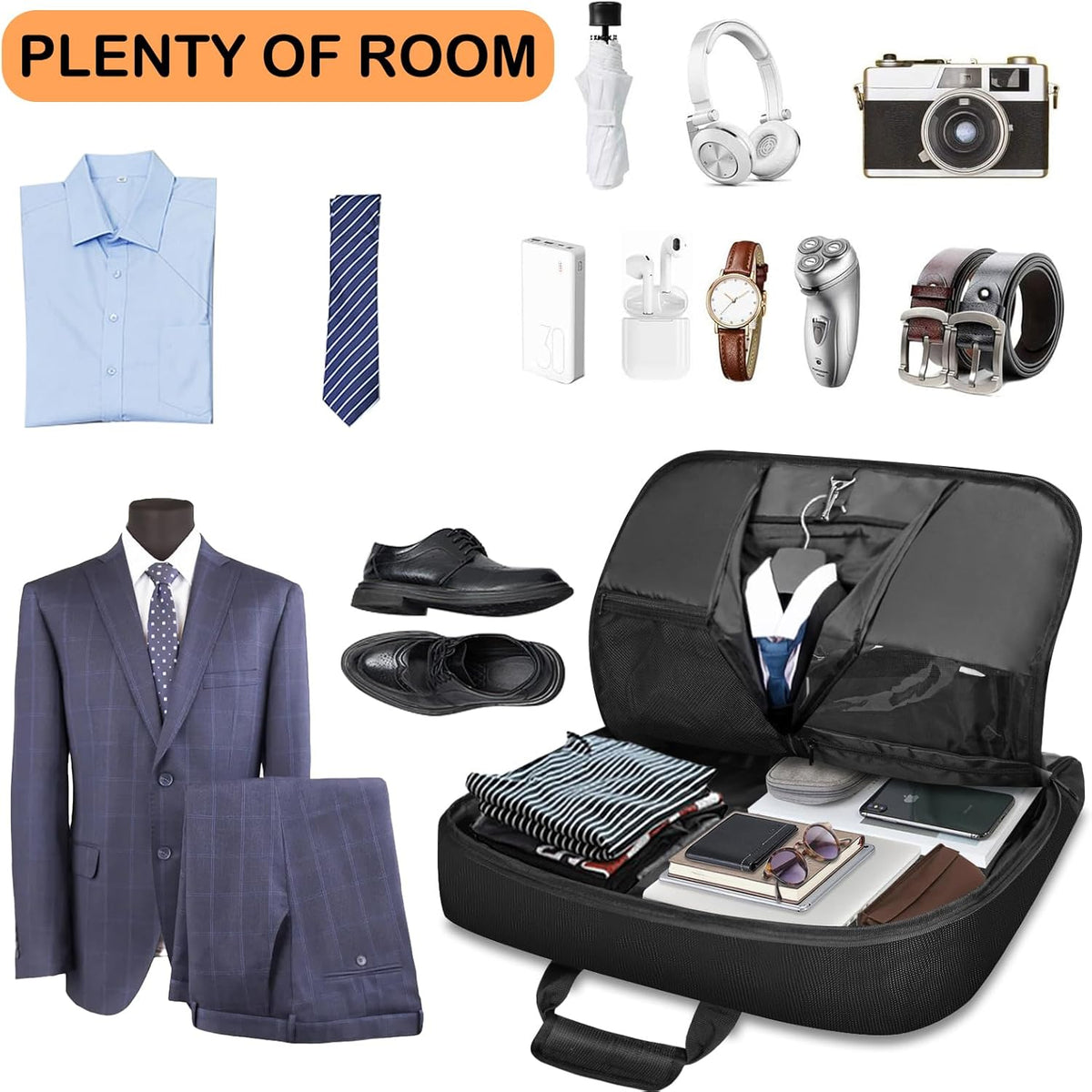 Noozion Garment Bag for Travel Large Carry On Suit Bag Hanging Travel Suit Bags Waterproof Suitcase Luggage Bag for Men Women Business Trips with Shoulder Strap