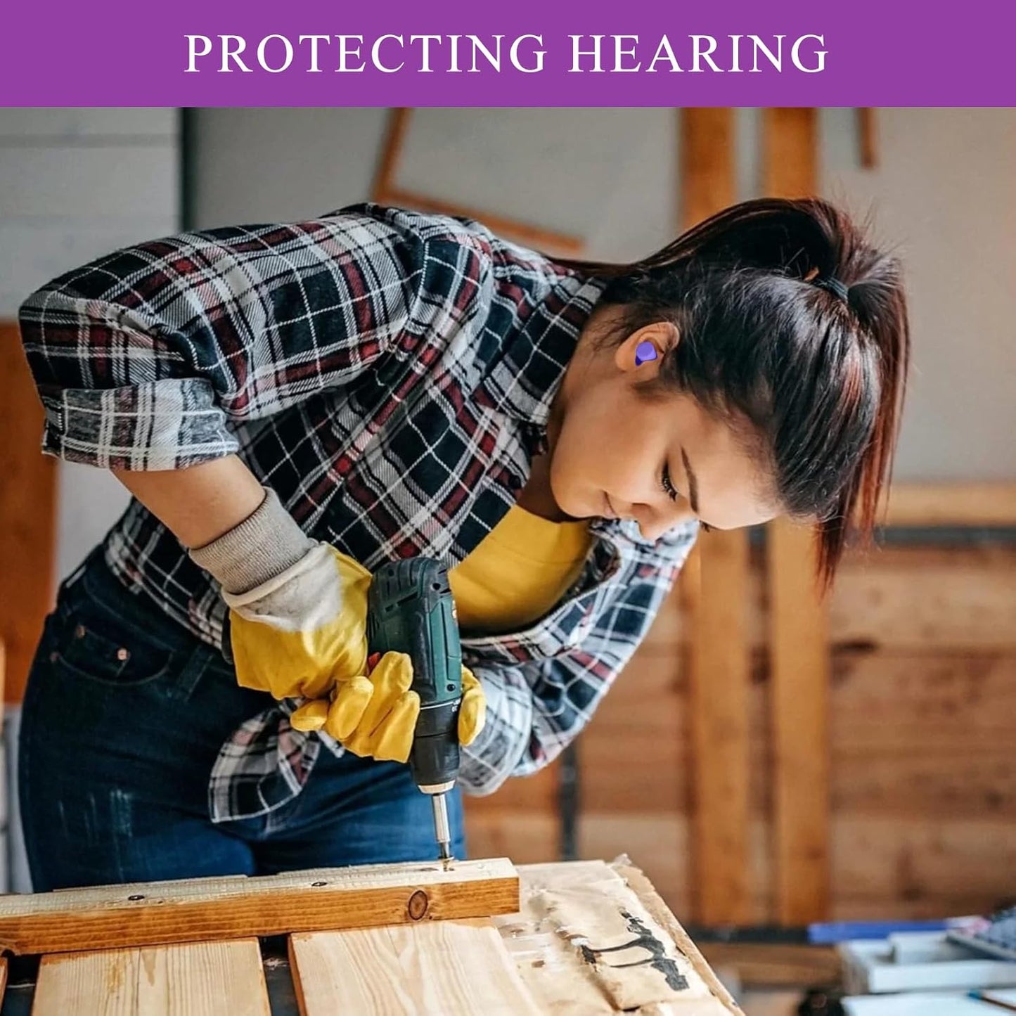 30Pair Soft Foam EarPlugs, 32dB Disposable Sound Blocking Noise Cancelling Ear Plugs for Concerts Loud Music/Shooting Guns/Work Construction, Hearing Safety Protection(Purple)