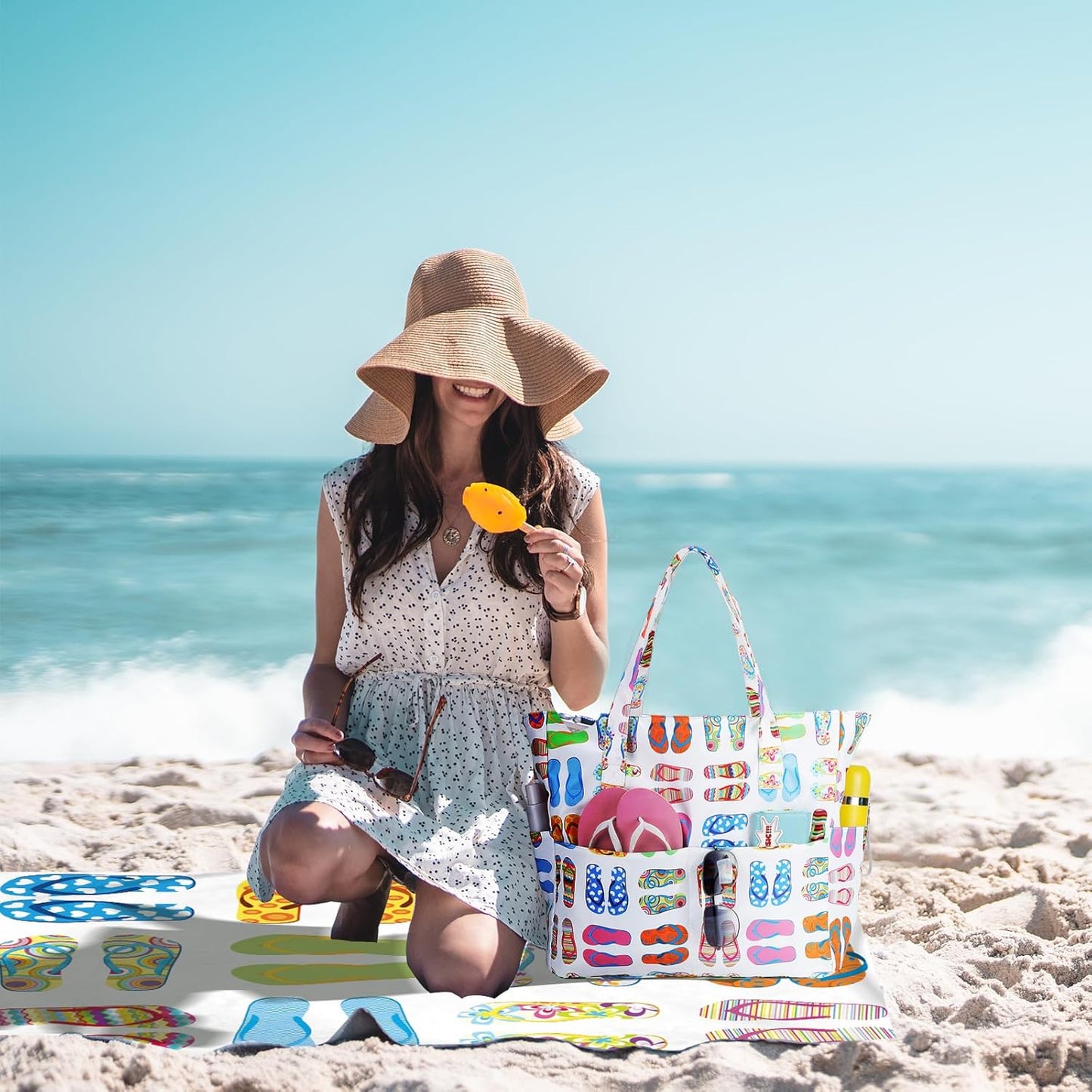 Waterproof Beach Tote Pool Bags for Women Ladies Extra Large Gym Tote Carry On Bag With Wet Compartment for Weekender Travel