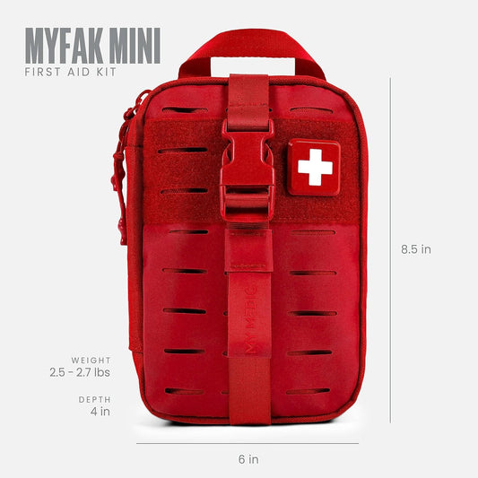 My Medic MyFak Mini First Aid Kit - Small and Lightweight for Camping Hiking and Backpacking - IFAK with 70 Items - HSA/FSA Great for Travel - Red
