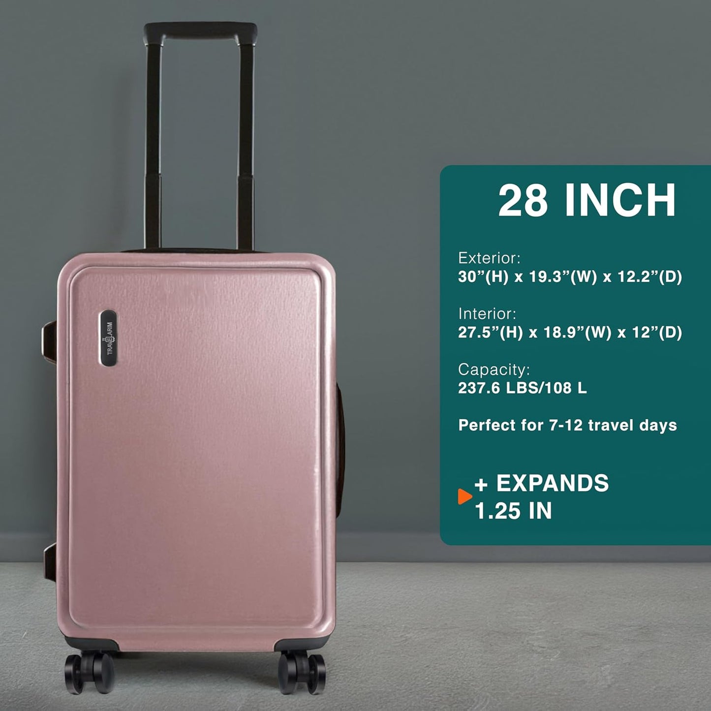 28 Inch Luggage with Spinner Wheels, Hard Shell Suitcase with TSA Locks for Luggage, Travel Large Suitcase, Expandable Hard Shell Suitcases, Pink