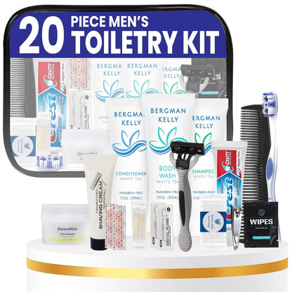 Trektote Bulk Hygiene Kit For Men And Women – (50 Pack) 20 Piece Set Of Travel Size Toiletries, TSA Compliant, Bulk Travel Essentials, Includes Shampoo And Conditioner, Body Wash, Toiletry Bag & More