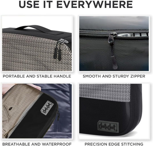 5pc Small Black Packing Cubes for Suitcases - Travel Packing Organizers for Carry on Suitcase - Luggage Cubes set of 5