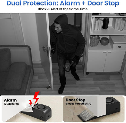 HOSOM 2 Pack Door Stop Alarm for Home & Travel Safety, 120dB Loud Siren Door Stoppers Security Device, Portable Anti-Slip Door Stop Wedge for Apartment, Hotel, Great for Travelers
