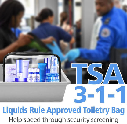 12 Pcs Clear Toiletry Bag PVC Waterproof Zippered PVC Cosmetic Makeup Carry Pouch TSA Approved Toiletry Bag for Travel Clear Organizer Storage Bags (Medium, Black)