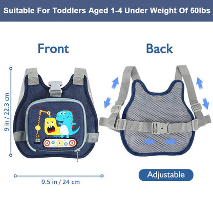 Accmor Toddler Harness Leash+ Reflective Anti Lost Wrist Link, Cute Dinosaur Kids Harness with Leash, Collapsible Child Leash Baby Boys Walking Wristband Assistant Strap Belt for Outdoor Travel