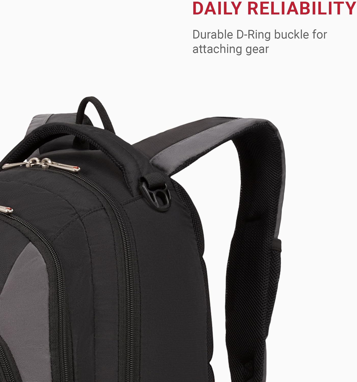 SwissGear 1186 Bungee Backpack, Black/Grey, 17-Inch