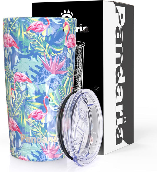 20 oz Stainless Steel Vacuum Insulated Tumbler with Lid - Double Wall Travel Mug Water Coffee Cup for Ice Drink & Hot Beverage, (Flamingo)