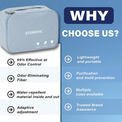 Packing Cubes for Suitcases - Premium Travel Organizer Bags, Water-Resistant, Odor-Eliminating, Soft & Portable Luggage Accessories, Blue（8.3” × 6.1” × 4.5”） S