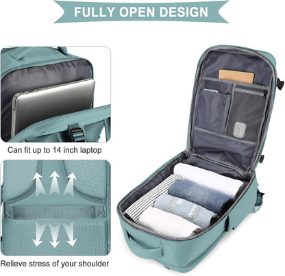 coowoz Large Travel Backpack For Women Men,Carry On Rucksack Flight Approved,Hiking Backpack Waterproof Outdoor Sports Casual Daypack Fit 15.6 Inch Laptop Compartment (Blue)