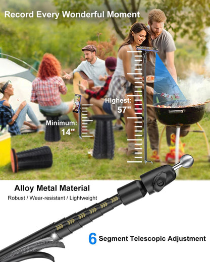 Magnetic Tripod for iPhone, 57" Monopod and Selfie Stick Tripod for Outdoor, Camping, Travel, Selfies, Video Recording, Compatible with MagSafe, for iPhone 16 15 14 and Android Phones