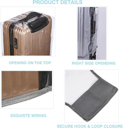 3PCS Clear PVC Suitcase Cover Protectors Thicken Luggage Coves Full Transparent Waterproof for Wheeled Suitcases (20"+24"+28")