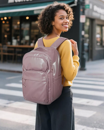 BAGSMART 30L Travel Backpack, 15.6 Inch Carry On Backpack Flight Approved, Personal Item Travel Bag, Water Resistant Weekender Bag Daypack, Rose Purple