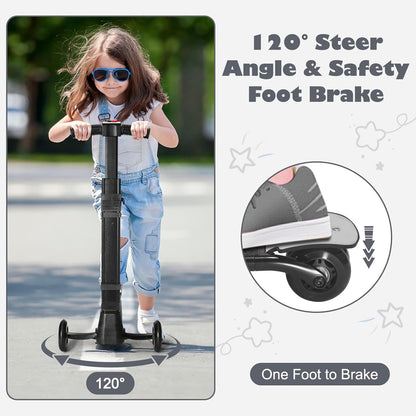 iubest Scooter Luggage Carry On Scooter Suitcase for Kids Age 4-15, Detachable & Foldable 4 in 1 Kids Suitcase, Multifunctional Ride On Travel Trolley Scooter Combo-Black