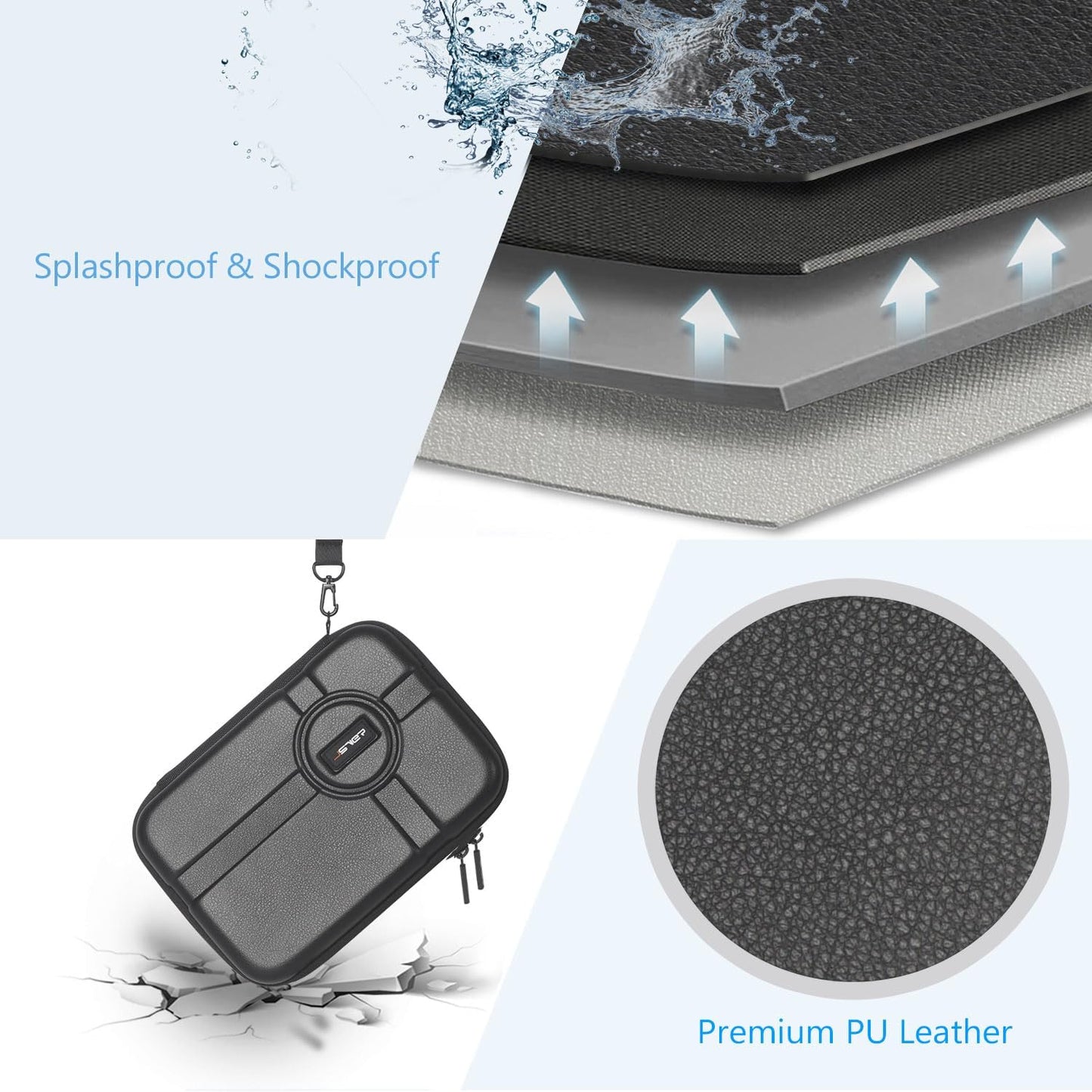 JSVER Hard Carrying Case for GoPro Hero13/12/11/10/9/8/7, AKASO EK7000 / Brave 4 4K / Brave 7 LE/Brave 8 / V50X and Insta360 (Set of 2)