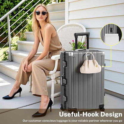 Krute Luggage 28 Inch Aluminum Frame Luggages TSA Lock No Zipper Checked Suitcase with Spinner Wheels Hardshell Lightweight PC+ABS Large Suit Case