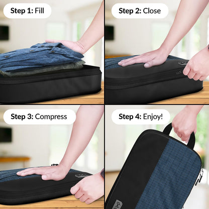 4pc Large Compression Packing Cubes for Travel - Luggage Packing Organizers - Travel Packing Cubes for Suitcases