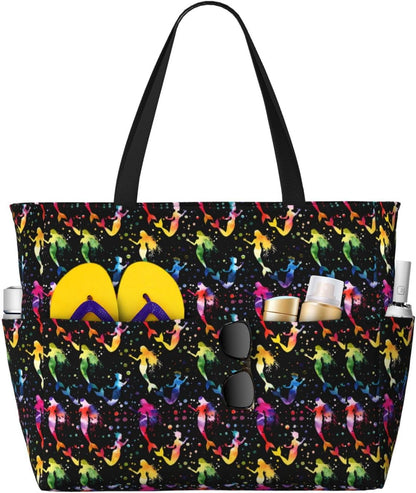 Beach Bag for Women Beach Tote Bag Waterproof Sandproof Large Bags with Zipper Big Capacity for Vacation Travel