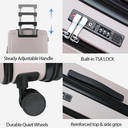 KROSER Carry On Luggage with Spinner Wheels & Built-in TSA Lock, Expandable Top Loading Hard Shell Suitcase Large Capacity Durable Rolling Luggage with USB Port, Carry-On 20-Inch, Matte Purple/Pink