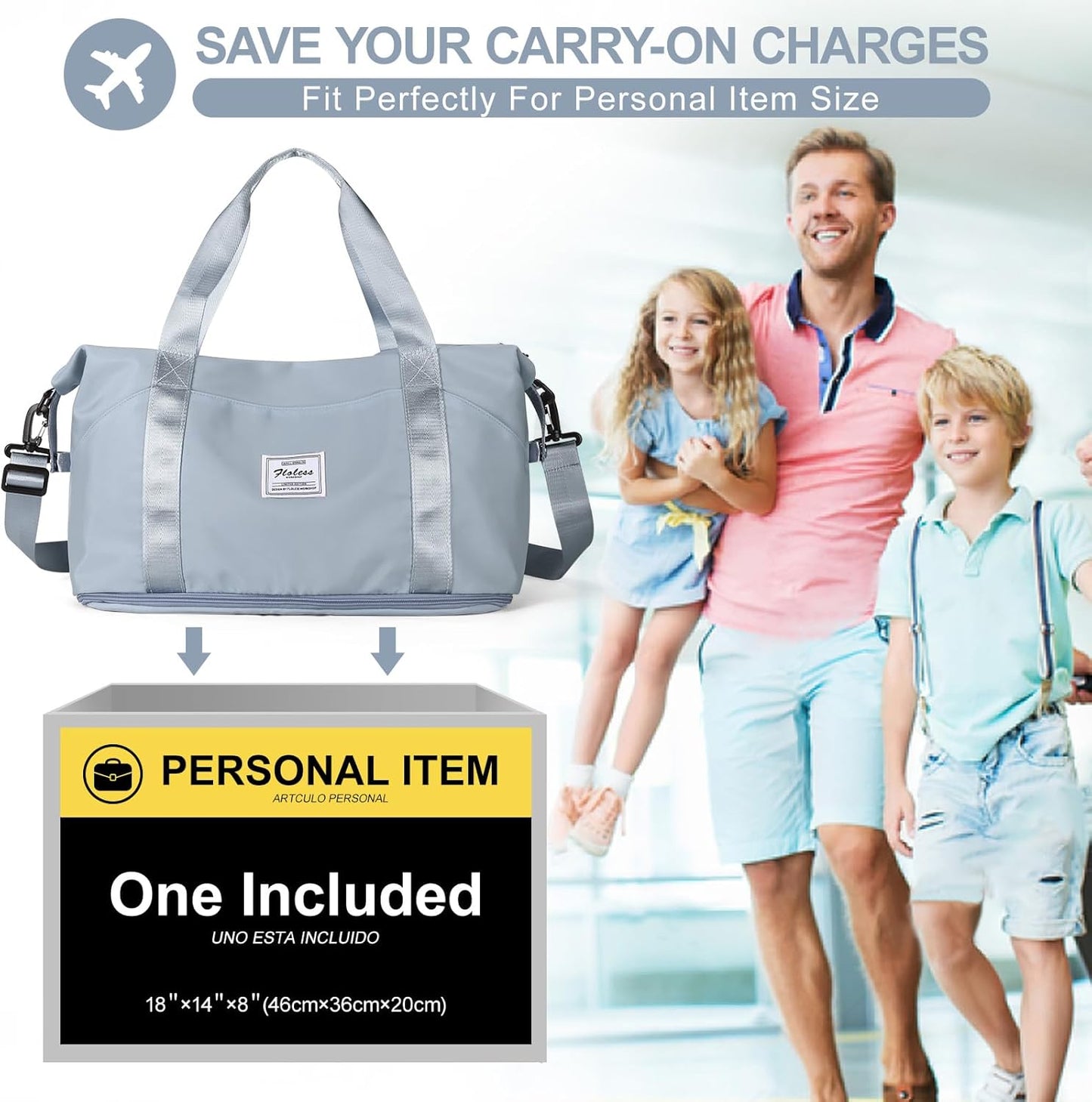 Travel Duffel Bag, Sports Tote Gym Bag, Shoulder Weekender Overnight Bag for Women