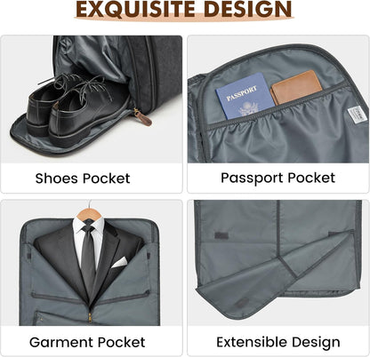 S-ZONE Garment Bags for Travel Convertible Garment Duffle Bags for Travel Suit Carry on Luggage for Men Hanging Suitcase