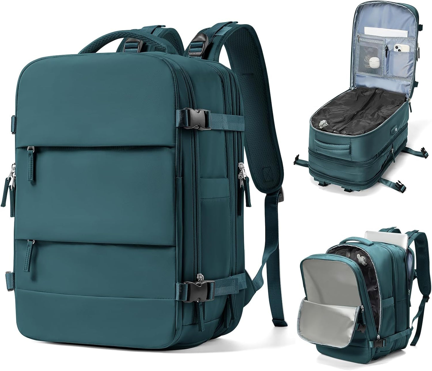 Vacuum Backpack With Vacuum Compression,Expanded Travel Laptop Backpacks For Women Men,Carry On Backpack Vacpack Backpacks With Pump Seal Packing, Personal Item Travel Bag Peacock Blue