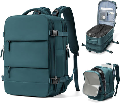 Vacuum Backpack With Vacuum Compression,Expanded Travel Laptop Backpacks For Women Men,Carry On Backpack Vacpack Backpacks With Pump Seal Packing, Personal Item Travel Bag Peacock Blue