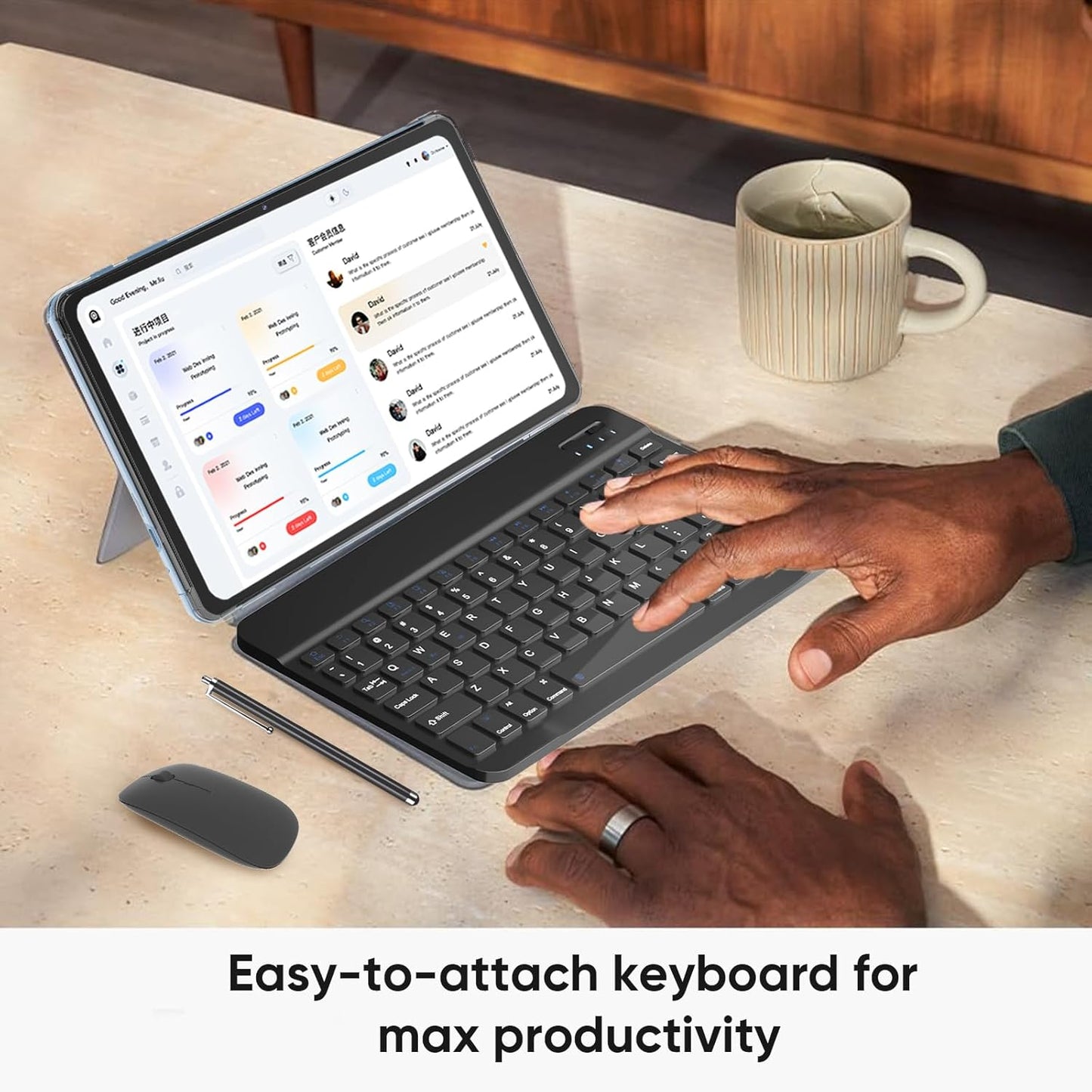 2025 Android 15 Tablet, 12GB+64GB+1TB Expand, 10 Tablet Productivity Bundle with Keyboard Case, Stylus Pen, Octa-core CPU, Dual Camera, WiFi6, 6000mAh Battery+18W Fast Charge, Support Face Unlock