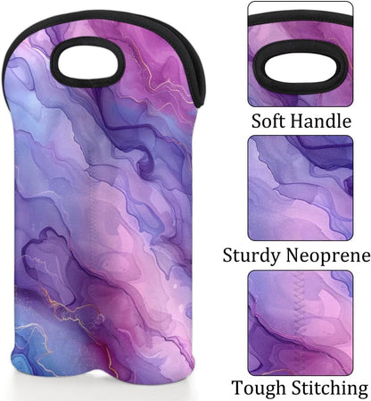 Wine Carrier Tote Personalized Bag for 2 Bottles - Neoprene Wine Bottle Holder with Carry Handle, Wine Protective Bag Insulated Bag Beer Cans Water Bottle Holder for Travel Picnic,Style13