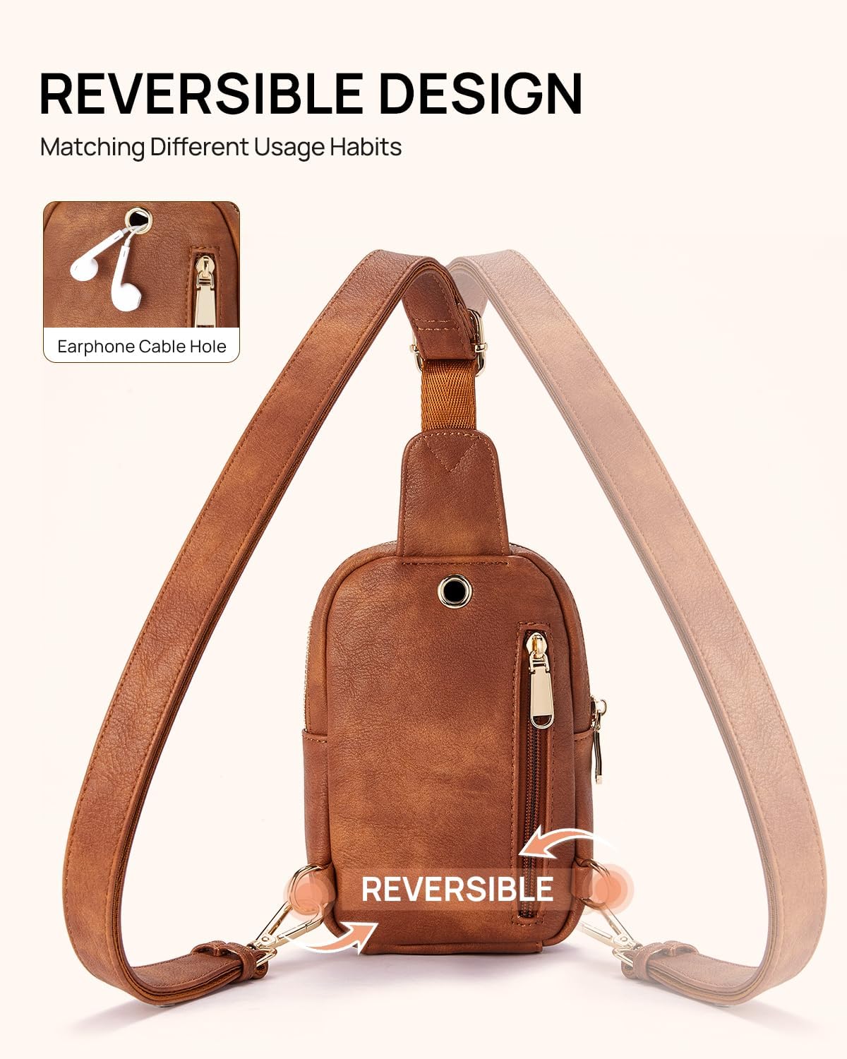 Telena Small Sling Bag for Women Leather Crossbody Fanny Packs Chest Bag for Women