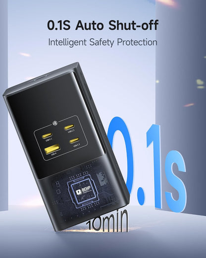 Baseus Charging Station 67W, 10-in-1 USB-C PD Fast Charging Desktop Charger with 1200J Surge Protection, 5ft Extension Cord, 6 AC, 3 USBC, 1 USBA Ports for iPhone 16/15, MacBook, Tablet, Desktop