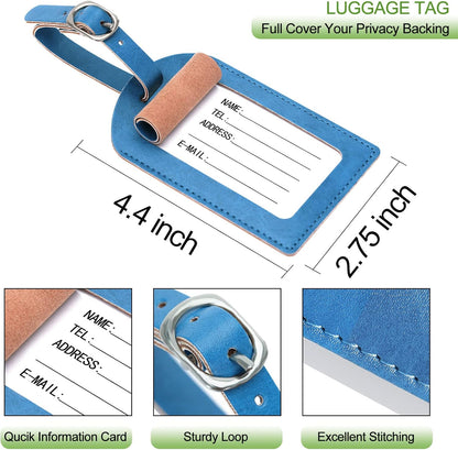 Passport Holder With Luggage Tag Travel Essentials Passport Cover Wallet RFID Blocking Leather Case International Must Haves Travel Accessories Women Men(115#Blue)