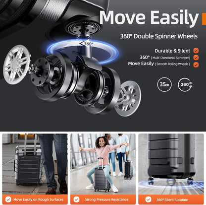 SHOWKOO Luggage Sets Expandable PC+ABS Durable Suitcase Double Wheels TSA Lock Gray