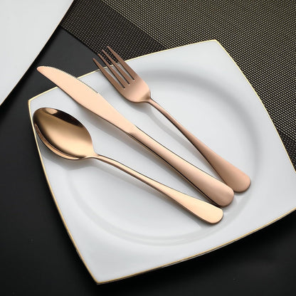 DEVICO Camping Utensils, Portable Travel Utensils with Case, Stainless Steel Reusable Silverware for Lunch Adult, 5Pcs Cutlery Set Includes Knife Spoon Fork Chopsticks and Case (Rose Gold)