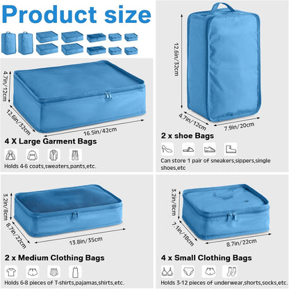 Reginary 6 Set Travel Packing Cubes Luggage Organizer Set Lightweight Suitcase with Shoe Bag for Clothes Toiletries