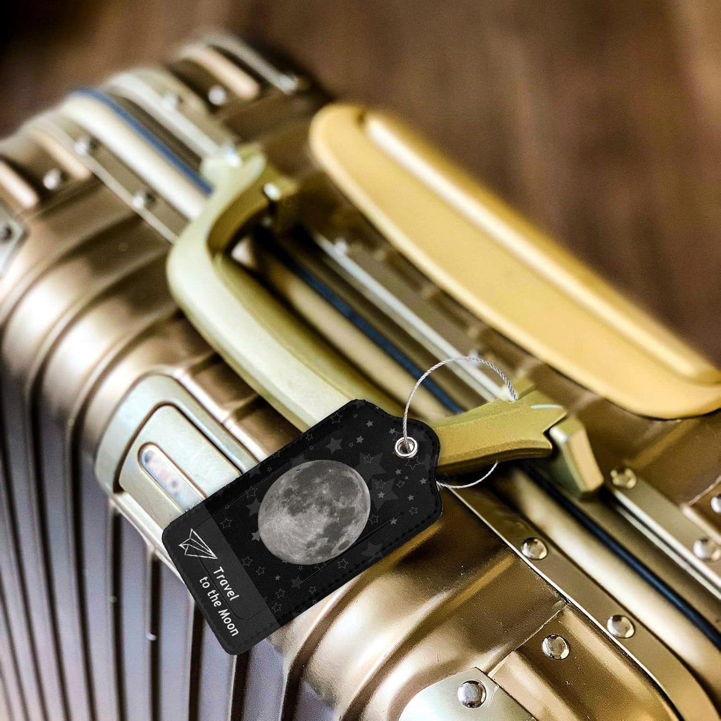 2 Pack Luggage Tag for Suitcase, Cute Unique Leather Suitcase Tags Identifiers with Privacy Name Address Labels & Durable Steel Loop for Women Men Travel