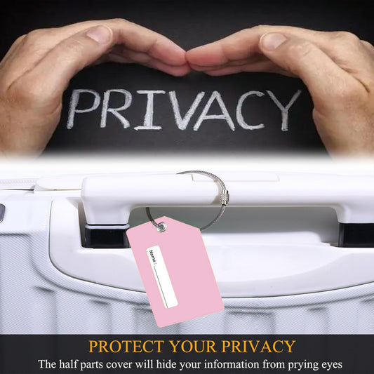 7 Pack Silicone Luggage Tag Baggage Handbag Travel Bag Tags with Name ID Card Perfect to Quickly Spot Luggage Suitcases (Pink)