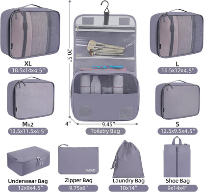 BAGAIL 6 Set/8 Set/10 Set Packing Cubes Various Sizes Packing Organizer for Travel Accessories Luggage Carry On Suitcase